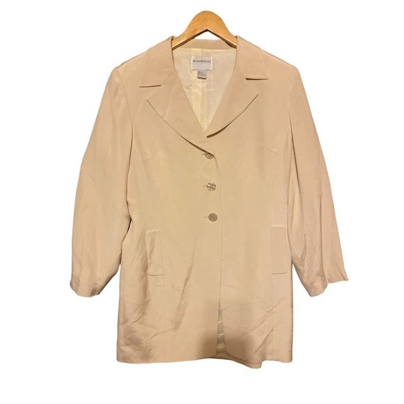 Hugo Buscati Jacket Blazer 100% Silk Button Lined Collared Light Pink Sz 12 - Picture 9 of 9